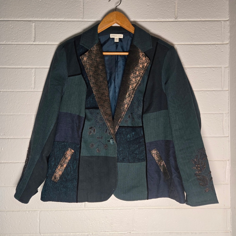 Patchwork Blazer 24 Beaded Embroidered Art to Wear Artsy Lagenlook Office